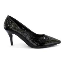 DMK Black Textured Pump Heel Shoes For Women - 98657