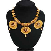 Sukkhi Estonish Gold Plated Red And Green Stone Necklace Set