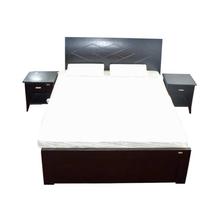 Sunrise Furniture Seesau Wood Queen Size Bed With 2 Side Table - Black