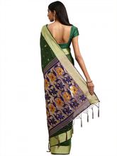 Stylee Lifestyle Green Ikkat Silk Jacquard Saree-2146