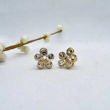 Golden/White Stone Flower Stud Juli Earrings for Women