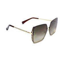 Over Sized Rimless Square Golden Metal Brown Gradient Sunglasses