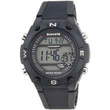 Sonata 77033PP04 Grey Dial Digital Watch For Men - Black