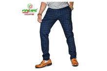 Virjeans Slim Fit Check Cotton Pant Blue-(VJC 691)