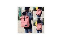 Combo Of Pink Canvas Large PU Leather Backpack