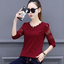 Spring new women lace long-sleeved t-shirt spring new female