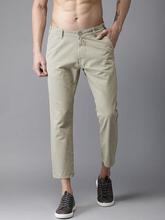 Men Grey Slim Fit Solid Cropped Chinos