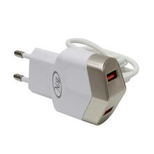 BN 2.1A Quick Dual USB Charger With Micro USB Cable - White