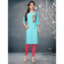 Stylee Lifestyle Blue Crepe Printed Kurti - 5005