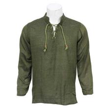 Green Front Laced Kurta Shirt For Men