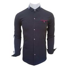 Black Stretchable Sleeve Lining Casual Shirt For Men