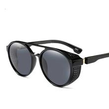 Windproof Vintage Retro Round Metal Sun Glasses UV400 Steam Punk Sunglass- Black