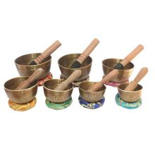 Set of 7 Golden Carved Hammering Singing Bowl