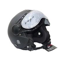 VEGA Verve Matt Black Open Face Helmet With Single Visor