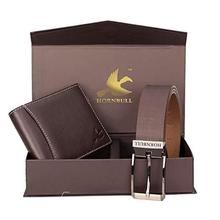 HORNBULL Men's Brown Wallet and Belt Combo BW3095