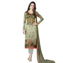 Stylee Lifestyle Olive Green Satin Printed Dress Material (1371)