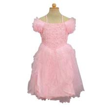 Carnation Pink Netted Strappy Party Dress For Girls