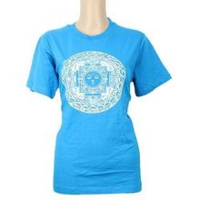 Eye Mandala Printed 100% Cotton T-Shirt For Women-Sky Blue