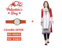 Valentine Combo Offer Gift For Her ( Watch+Kurtis)