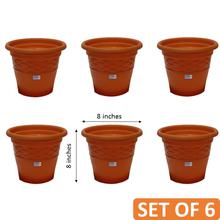 Bagmati Orange 8" Plastic Flower Pot (Set Of 6)