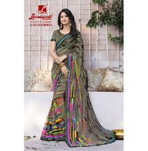 Grey Floral Printed Fancy Georgette Saree for Women 