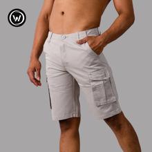 Wraon Light Grey Solid Premium Cotton Box Half Pant For Men
