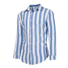 Men's casual long-sleeved striped European shirt