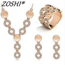 ZOSHI Hot Sale Fashion Women Jewelry Classy Sparking Crystal Necklace Wedding Gold/Silver Jewelry Set Woman Dress Accessories