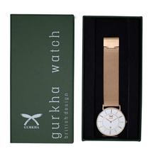 Gurkha Ladies Watch in White Dial and Rose Gold Metal Strap