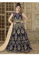 Stylee Lifestyle Navy Blue  Color Printed Gown-1554