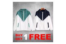 Hifashion- Buy 1 Get 1 Free Lightweight Windcheater For Ladies(Green,Navy Blue)