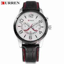 CURREN White/Black Leather Strap Chronograph Watch For Men - 8140