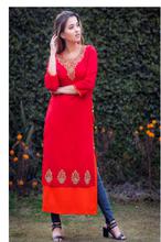 Red orange double Kurti