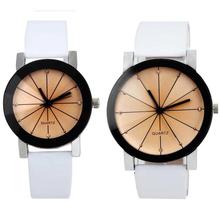 FashionieStore Men's wristwatch 1Pair Men and Women Quartz Dial Clock Leather Wrist Watch Round Case