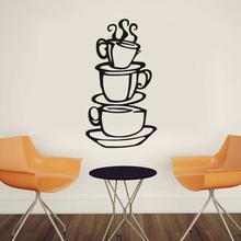 3 Coffee Cups Creative Wall Decal Removable Vinyl Wall Sticker