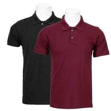 Pack Of 2 100% Cotton Polo T-Shirt For Men - Maroon/Black