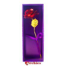 ARCHIES Red Rose with Golden Leaf Comes in Gift Box