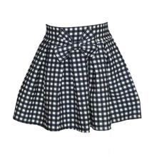 Navy/White Checkered Bow Skirt For Girls