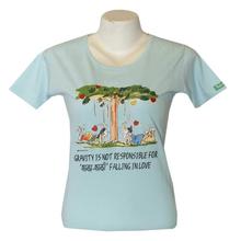 Faded Turquoise 'Gravity Is Not Responsible' Printed T-Shirt For Women