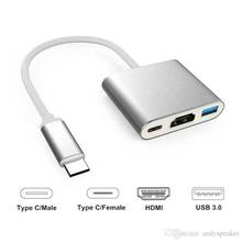 New Type C USB 3.1 to USB-C HDMI USB3.0 Adapter 3 in 1 Hub For Apple Macbook Type-C to HDMI J25