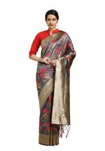 Lifestyle Grey Banarasi Silk Jacquard Saree - 2076