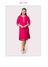 Pink/Beige Bordered Laced Kurti With Palazzo For Women BC-719