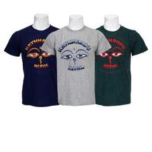 Pack Of 3 Eye Embroidered 100% Cotton T-Shirt For Men-Blue/Grey/Green