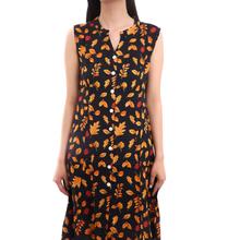 Pkshee  Black Printed Rayon Dress For Women