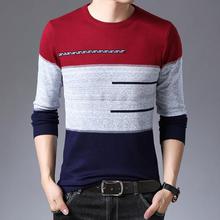 2019 Autumn Winter Pullover Men Round Collar Striped  Cotton