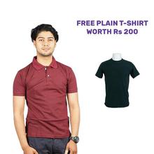 Green Polo T-shirt with Free Maroon Plain T-shirt