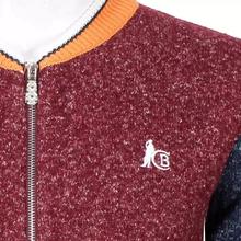 Maroon/Blue Bomber Design Sweater For Men