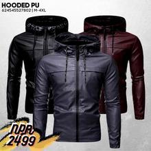 Men's Fashion Hooded PU Leather Jacket