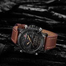 NAVIFORCE  Nf9134 Men Luxury Sports Military Leather Wrist Strap Analog Digital Quartz Double Time Watch