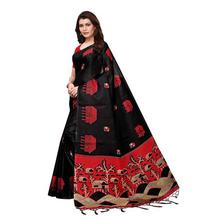 Anni Designer Women's Khadi Silk Black With Bouse Saree